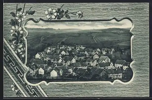 AK Wattenbach /Cassel, Ortsansicht aus der Vogelschau, Passepartout