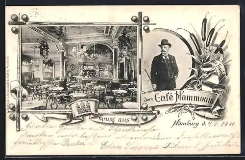 AK Hamburg-St.Pauli, Café Hammonia, Innenansicht