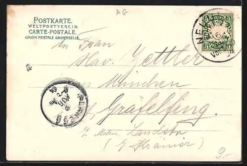 AK Neu-Ulm, Ortspartie mit Strassenbahn