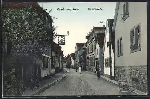 AK Durlach-Aue, Hauptstrasse, heute Westmarkstrasse, mit Gasthof Schwanen
