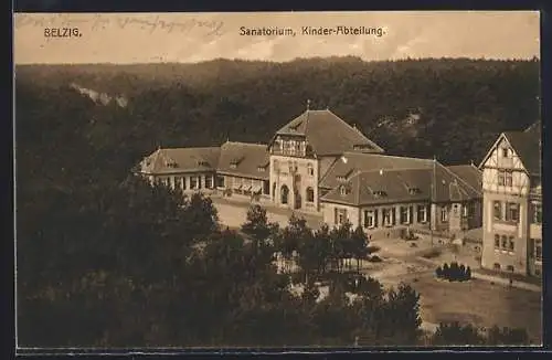 AK Belzig, Sanatorium, Kinder-Abteilung, aus der Vogelschau