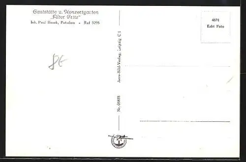 AK Potsdam, Gasthof und Konzertgarten Alter Fritz, Partie im Garten