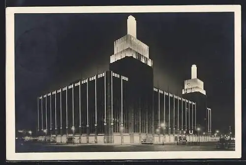 AK Berlin-Neukölln, Rudolph Karstadt A. G. am Hermannplatz bei Nacht
