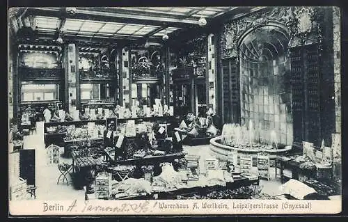 AK Berlin, Warenhaus A. Wertheim in der Leipzigerstrasse, Onyxsaal