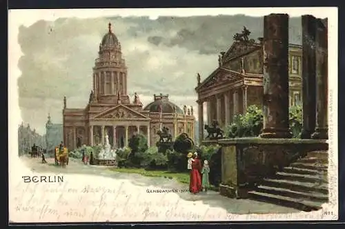 Lithographie Berlin, Blick auf den Gendarmenmarkt