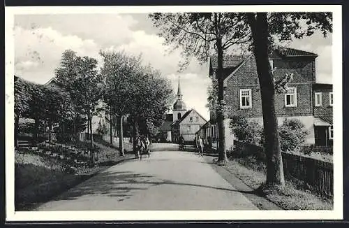 AK Hohegeiss /Hochharz, Kirchstrasse mit Pferdekutsche