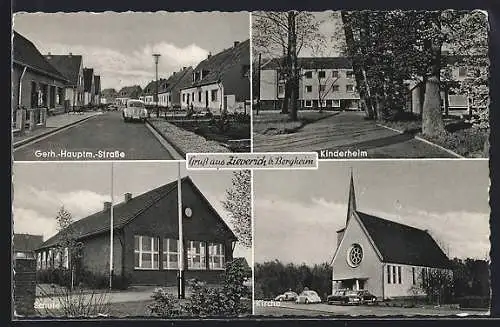 AK Zieverich b. Bergheim, Gerh.-Hauptm.-Strasse, Kinderheim, Schule und Kirche