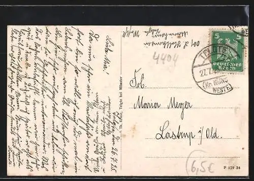 AK Telgte, Flusspartie mit Kirchturm