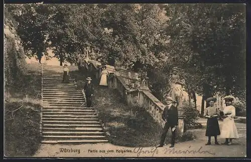 AK Würzburg, Partie im kgl. Hofgarten