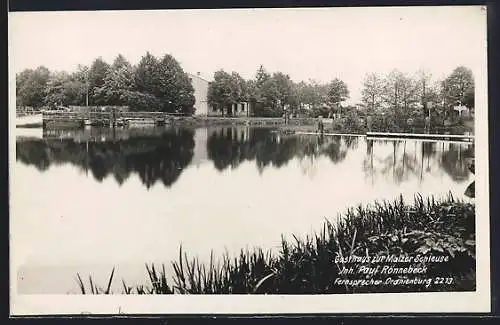 Foto-AK Oranienburg, Gasthaus zur Malzer Schleuse, Inh. Paul Rönnebeck