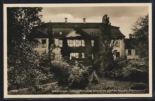 AK Stavenhagen, Schloss von der Parkseite, Schauplatz aus Fritz Reuters Franzosentid