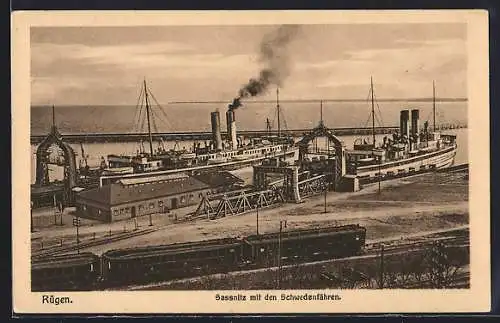 AK Sassnitz, Hafenpartie mit den Schwedenfähren