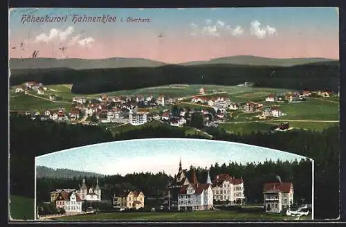 AK Hahnenklee i. Oberharz, Gesamtansicht mit Panorama und Ortsansicht