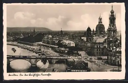 AK Dresden, Partie an der Brühlschen Terrasse