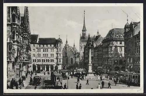 AK München, Strassenbahn am Marienplatz