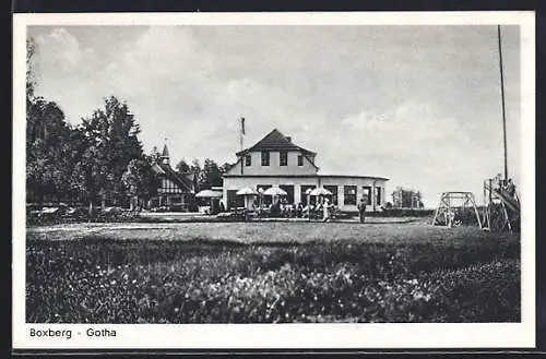 AK Boxberg-Gotha, Gasthaus Rennbahn-Gaststätte mit Terrasse