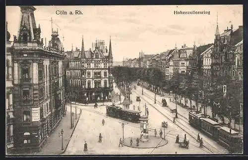 AK Köln-Neustadt, Hohenzollernring mit Strassenbahnen aus der Vogelschau