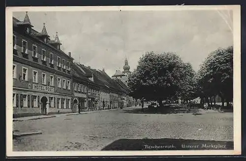 AK Tirschenreuth, Unterer Marktplatz, Hotel Post