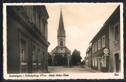 AK Bischofsgrün, Platz, Blick zur Kirche
