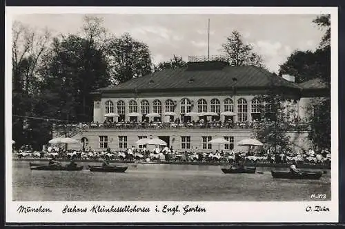 AK München-Schwabing, Seehaus Kleinkessellohersee im Englischen Garten