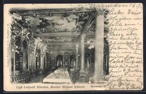 AK München, Café Luitpold, Bes. Richard Schwarz, Innenansicht