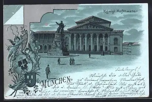Mondschein-AK München, Partie beim Königl. Hoftheater