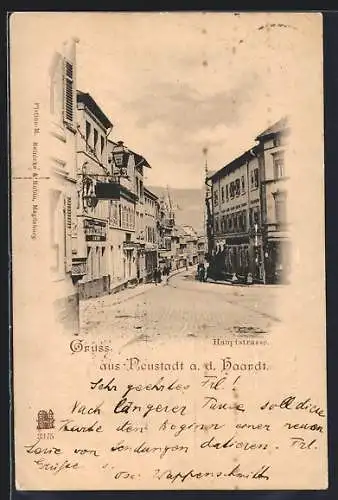 AK Neustadt a. d. Haardt, Hauptstrasse mit Geschäften