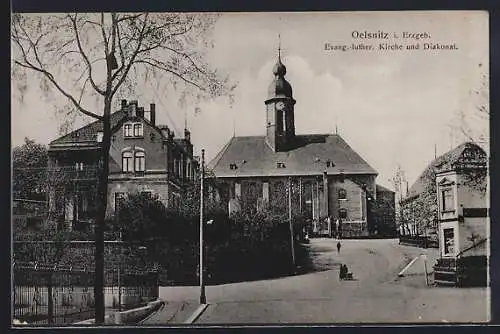 AK Oelsnitz i. Erzgeb., Evang.-luther. Kirche und Diakonat