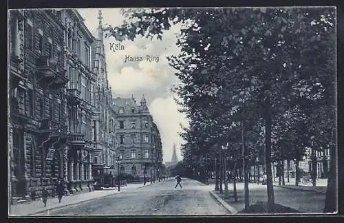 AK Köln-Neustadt, Passanten auf dem Hansa Ring