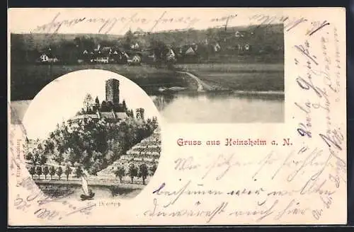 AK Heinsheim a. N., Ortsansicht und Burg Ehrenburg