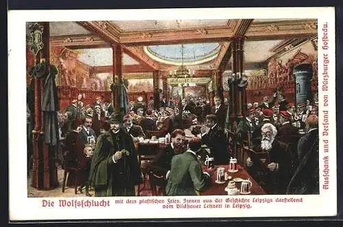 AK Leipzig, Gasthaus Thüringer Hof, Die Wolfsschlucht mit dem plastischen Fries