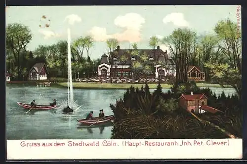 AK Köln-Lindenthal, Stadtwald, Haupt-Restaurant Inh. Pet. Clever