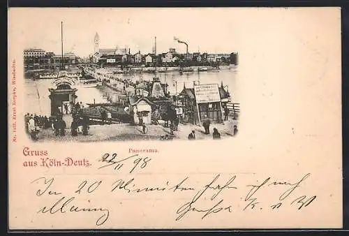AK Köln-Deutz, Panorama mit Rheinbrücke