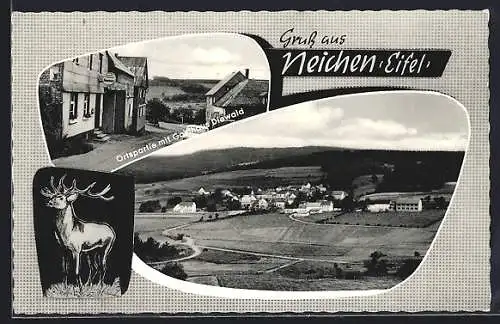 AK Neichen / Eifel, Totalansicht, Gasthaus Diewald
