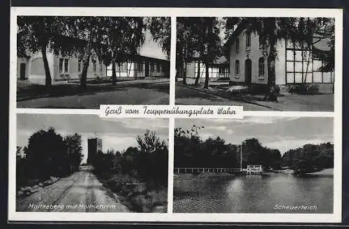 AK Köln-Wahn, Truppenübungsplatz, Moltkeberg mit Turm, Scheuerteich, Ortspartien