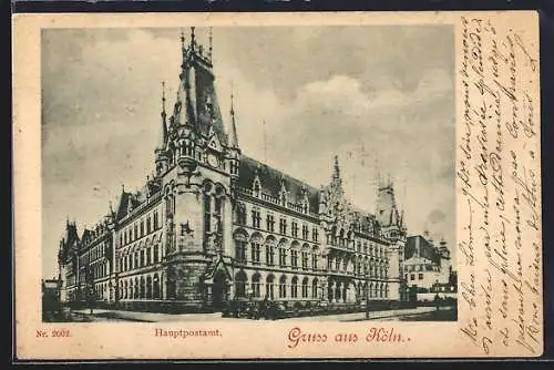 AK Köln a. Rh., Hauptpostamt von der Strasse aus