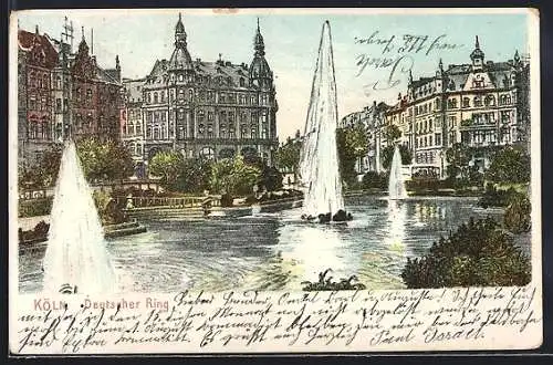 AK Köln-Neustadt, Deutscher Ring, Anlage mit Springbrunnen