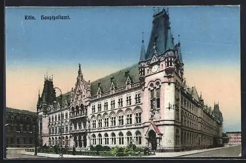 AK Köln a. Rh., Hauptpostamt mit Strasse