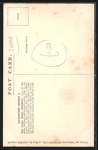 Künstler-AK Guildford, The Angel Hotel with black cat