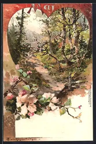 Künstler-AK Theodor Guggenberger: Mai-Allegorie, Sonniger Weg im Frühling