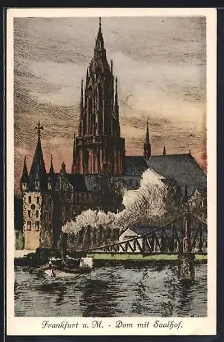 Künstler-AK Bernhard Liebig: Dom mit Saalhof in Frankfurt a. M.