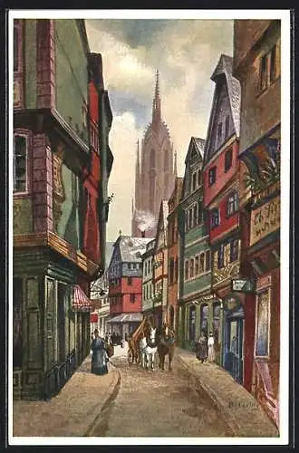 Künstler-AK B. Liebig: Frankfurt, Im alten Markt