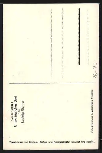 Künstler-AK Ludwig Richter: Menschen an einer Mühle