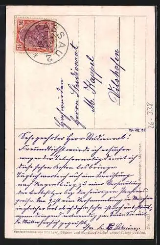 Künstler-AK Carl Spitzweg: Sennerin läuft mit einem Korb auf dem Kopf