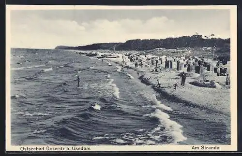 AK Ückeritz auf Usedom, Ostseebad, Am Strande