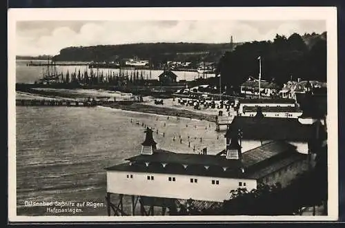 AK Sassnitz auf Rügen, Ostseebad, Hafenanlagen