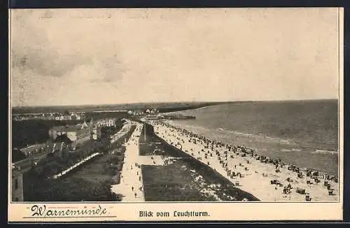 AK Warnemünde, Blick vom Leuchtturm auf den Strand