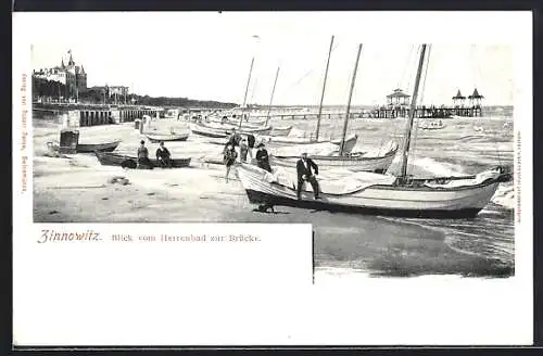 AK Zinnowitz, Blick vom Herrenbad zur Brücke