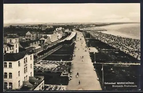 AK Warnemünde, Blick auf die Bismarck-Promenade