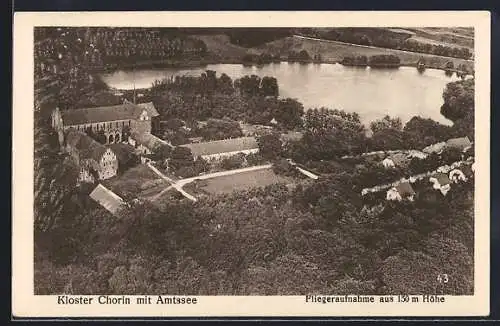 AK Chorin, Kloster mit Amtssee vom Flugzeug aus
